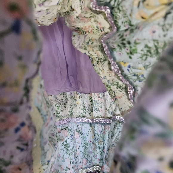 Alice + Olivia Karolina Tie Front Maxi Dress in Coastal Gardens Lavender Size 12 - Picture 12 of 15